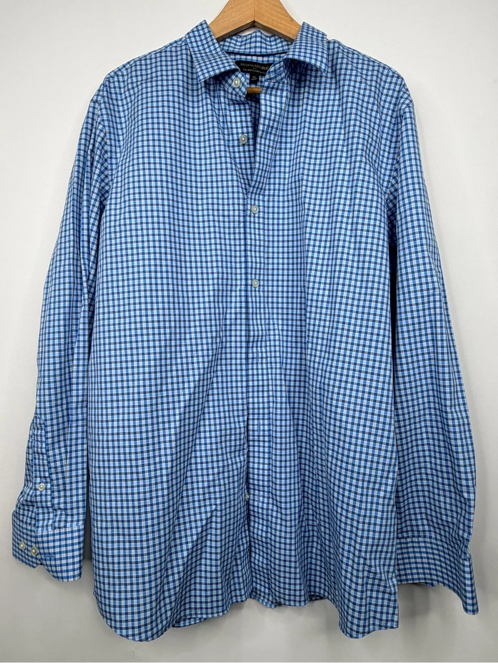 Banana Republic Blue and White Gingham Button-Down Shirt